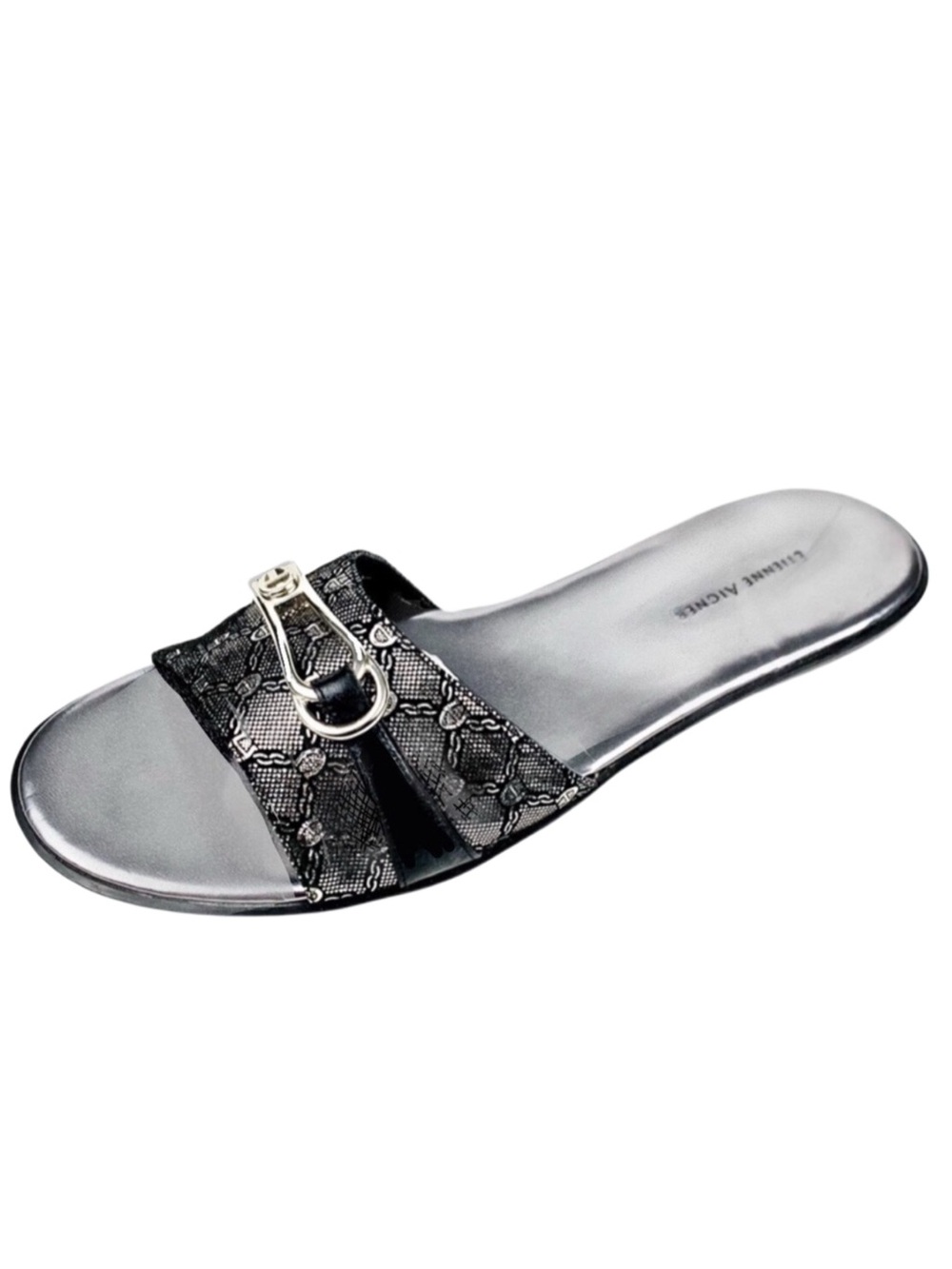 Etienne Aigner Womens Gray Print Slip On Sandals Size 10M